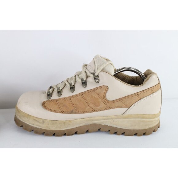 Vintage 90s Lugz Mens 10.5 Distressed Chunky Leather Low Top Boots Beige Wheat main image 7